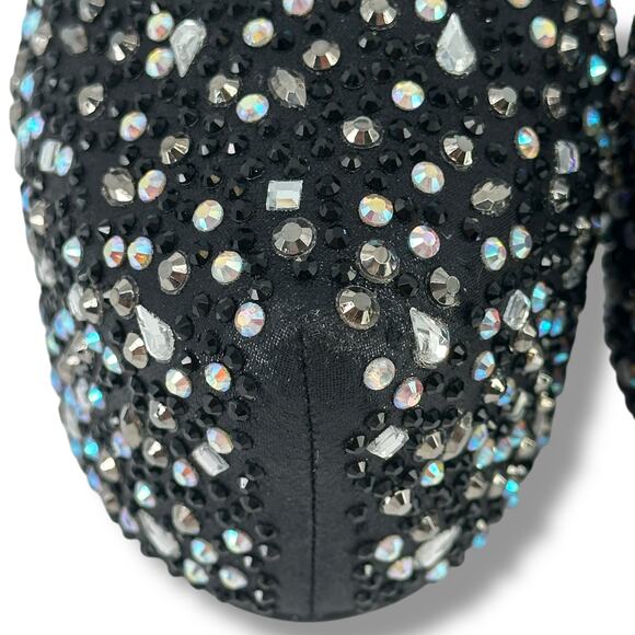Delite Caroline Black Rhinestone Platform Pumps Heels Womens Size 38 7.5 8 - Picture 8 of 12